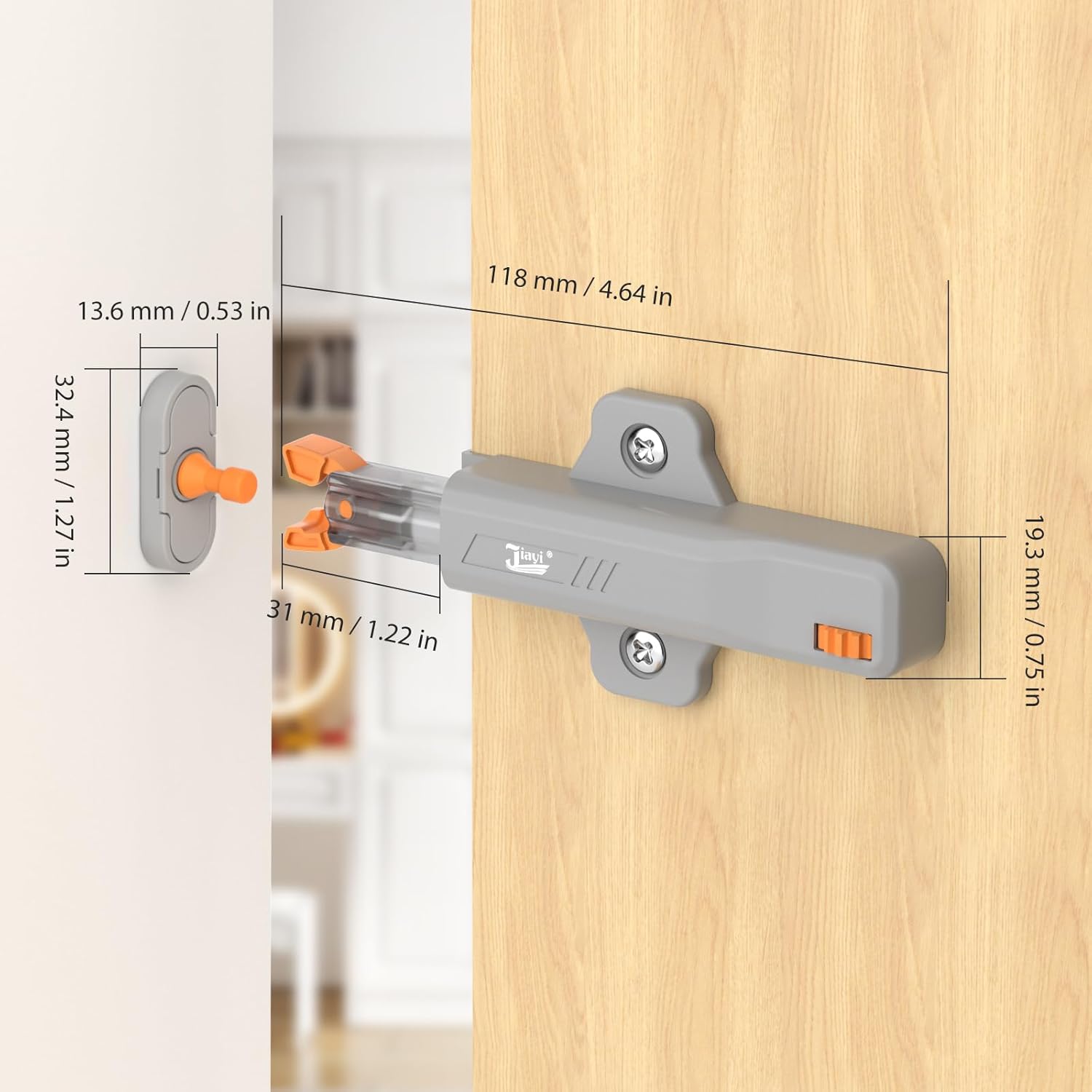 Jiayi Strong Heavy Duty Push Latch, Non-Magnetic RV Hidden Door Cabinet Latches, 2 Pack Push