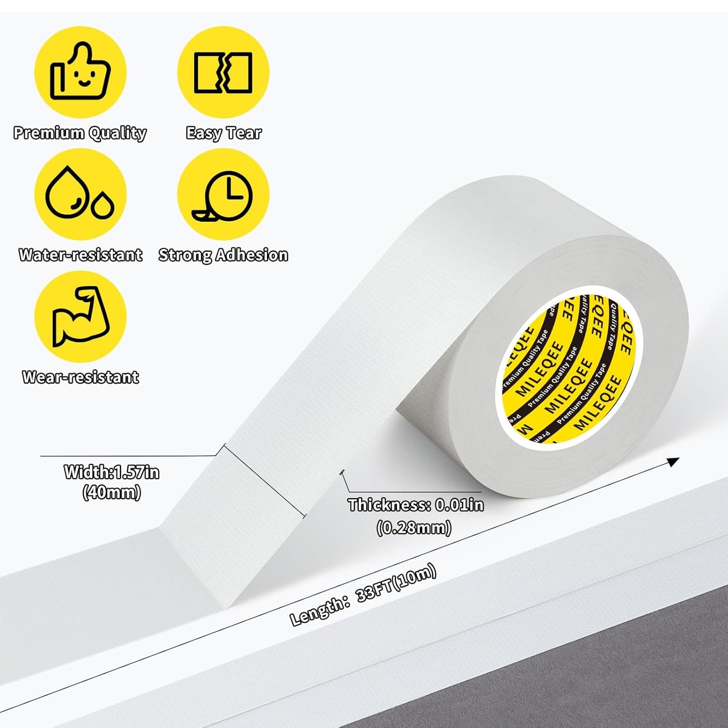 Duct Tape Heavy Duty Single Sided, Strong Adhesive High Strength, Waterproof Mesh Tape for Indoor