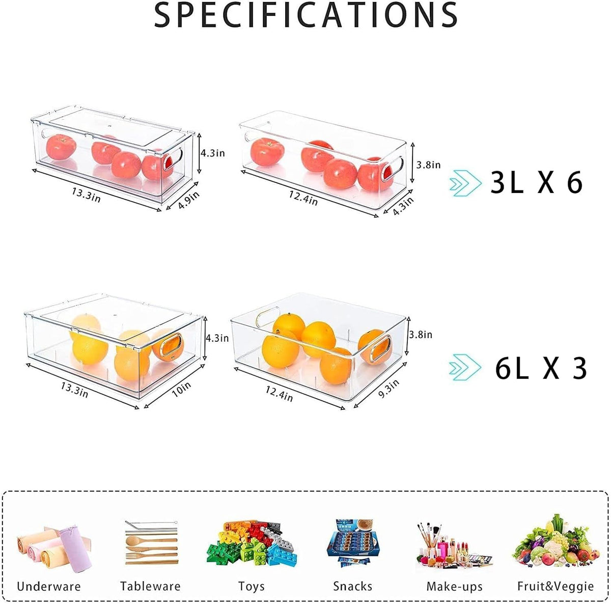 MineSign 9 Pack Stackable Refrigerator Organizer Bins Pull-Out Drawers for Fruit and Veggies