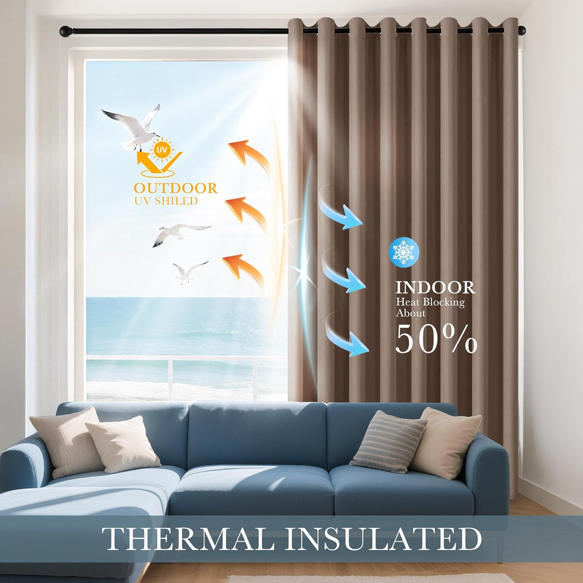 PONY DANCE Black Out Curtains for Bedroom 54 inch Length 2 Panels Set, Thermal Insulated Room