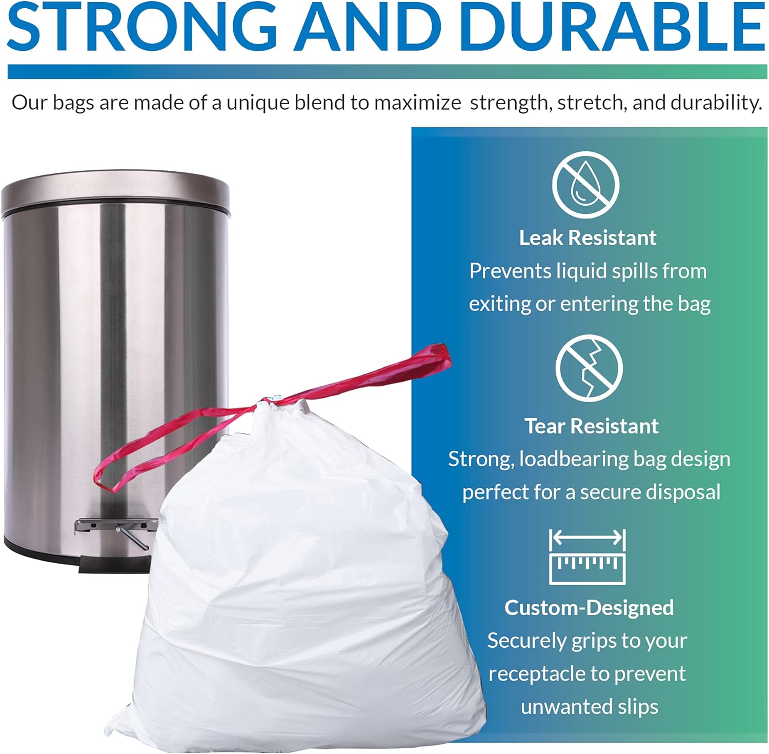 Reli. 6-10 Gallon Trash Bags Drawstring | 500 Count Bulk | 22"x23" | 6, 8, 10 Gallon Drawstring