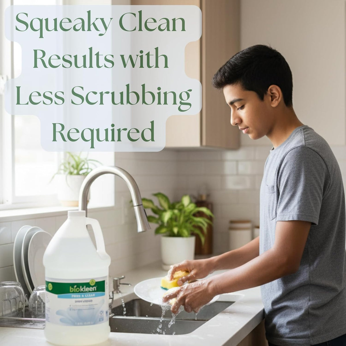 Biokleen Free & Clear Dish Soap - Dish Liquid, Dishwashing Cleaner, Eco-Friendly, Non-Toxic