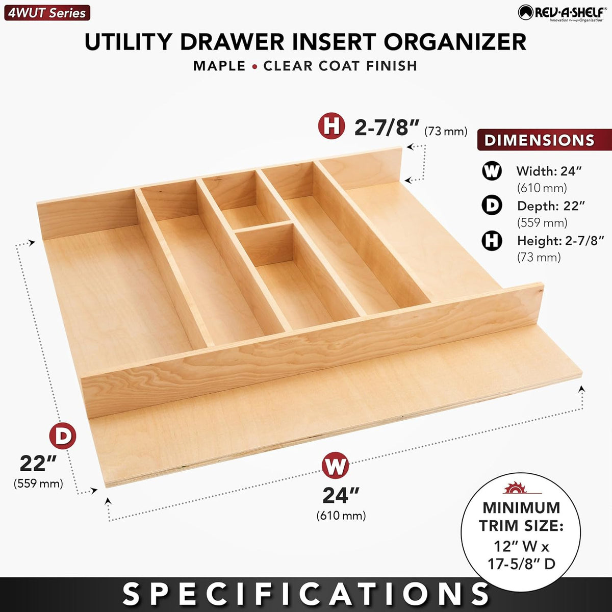 Rev-A-Shelf Trim-to-Fit Silverware Drawer Organizer For Kitchen Utensils, Cutlery Cabinet Storage