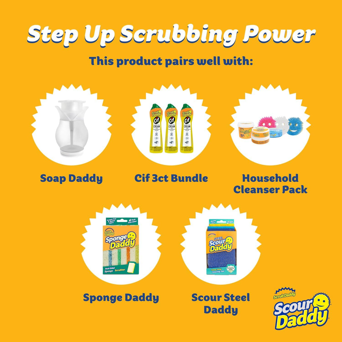 Scrub Daddy Scour Daddy XL - Large Heavy Duty Sponge & Non Scratch Scouring Pad - 18 Pack of Bulk