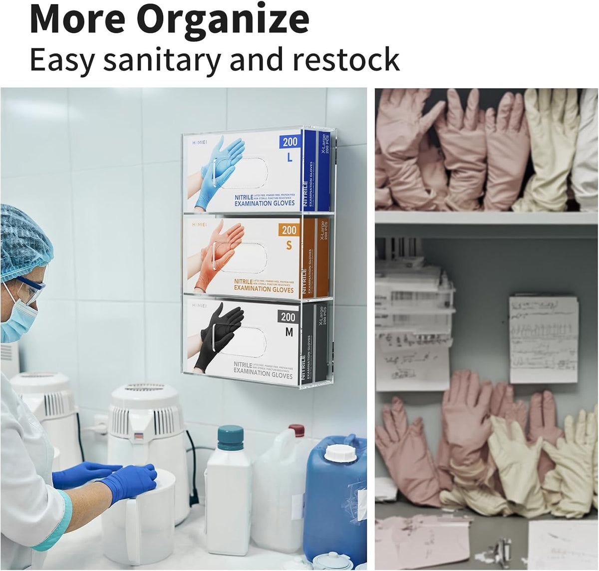 HIIMIEI Glove Holder for Wall Mount: Magnetic Gloves Box Holder, Acrylic Disposable Rubber Latex