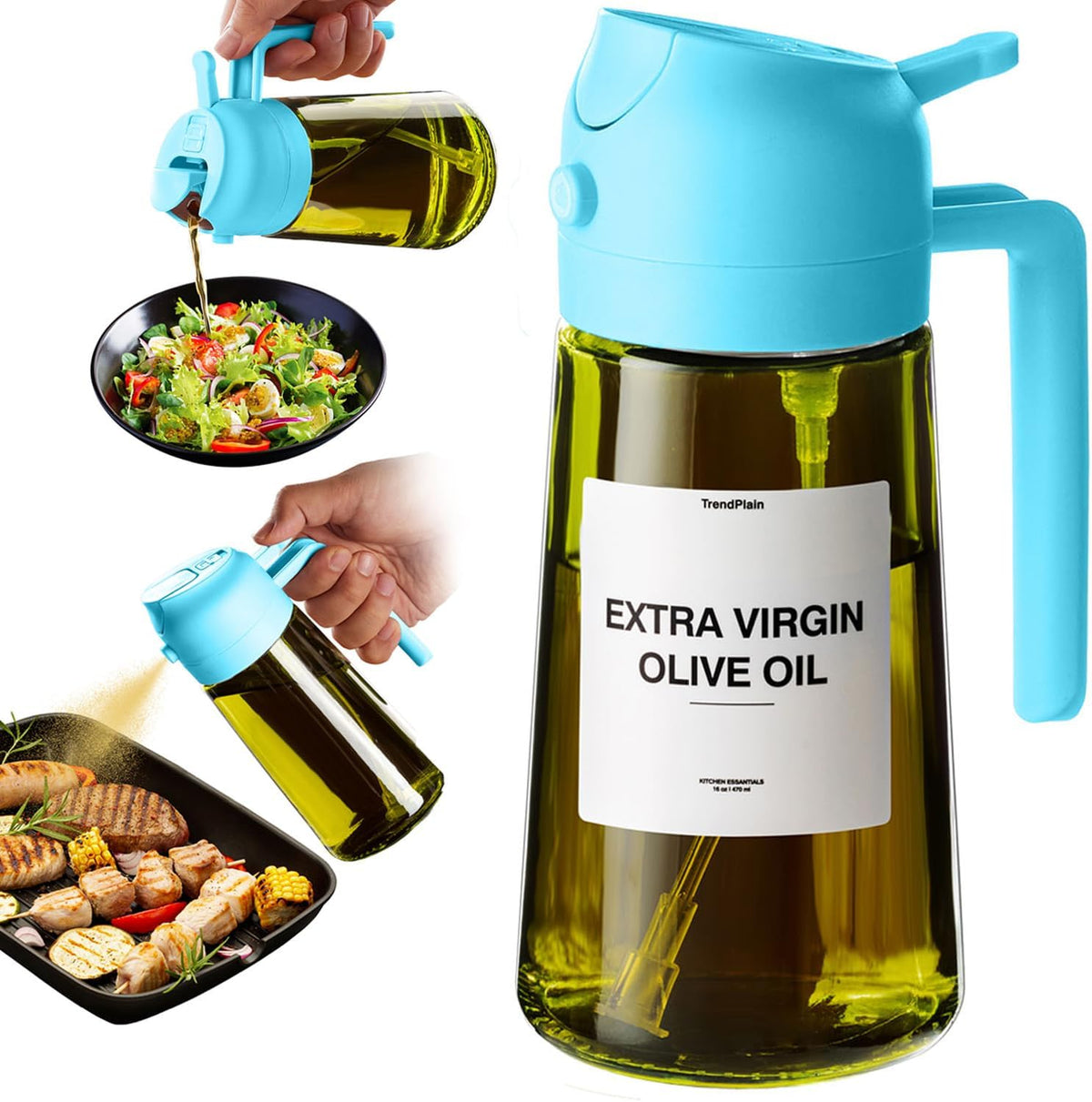 TrendPlain - Original 16oz/470ml Olive Oil Dispenser Bottle for Kitchen Gadgets and Air Fryer