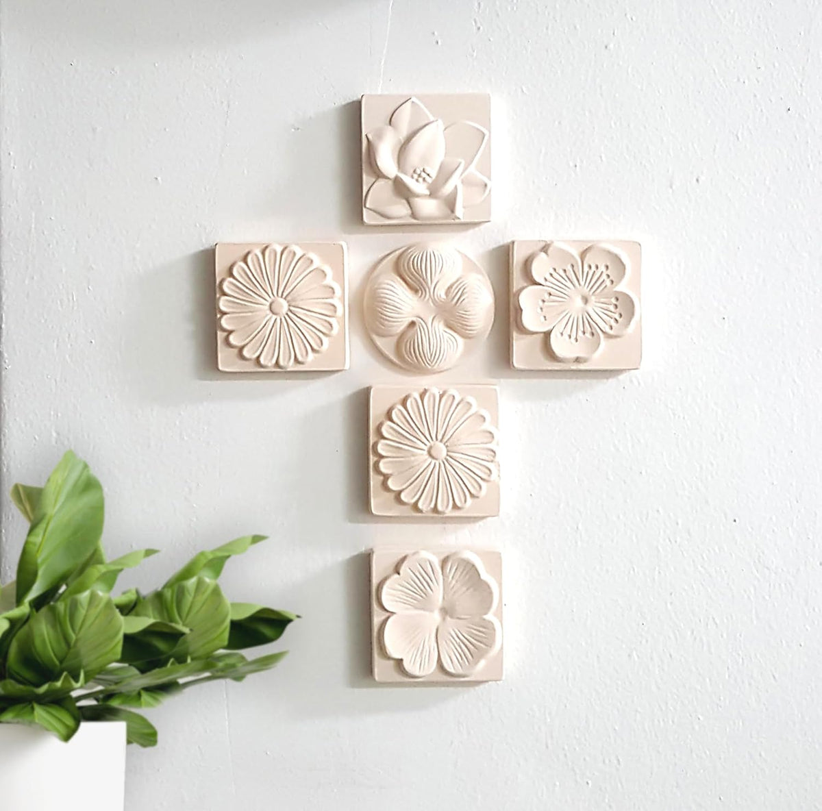 Stone Diffuser-Korean flowers 4 Square tiles, One Set-Odor Eliminator, Air Purifying, Humidity