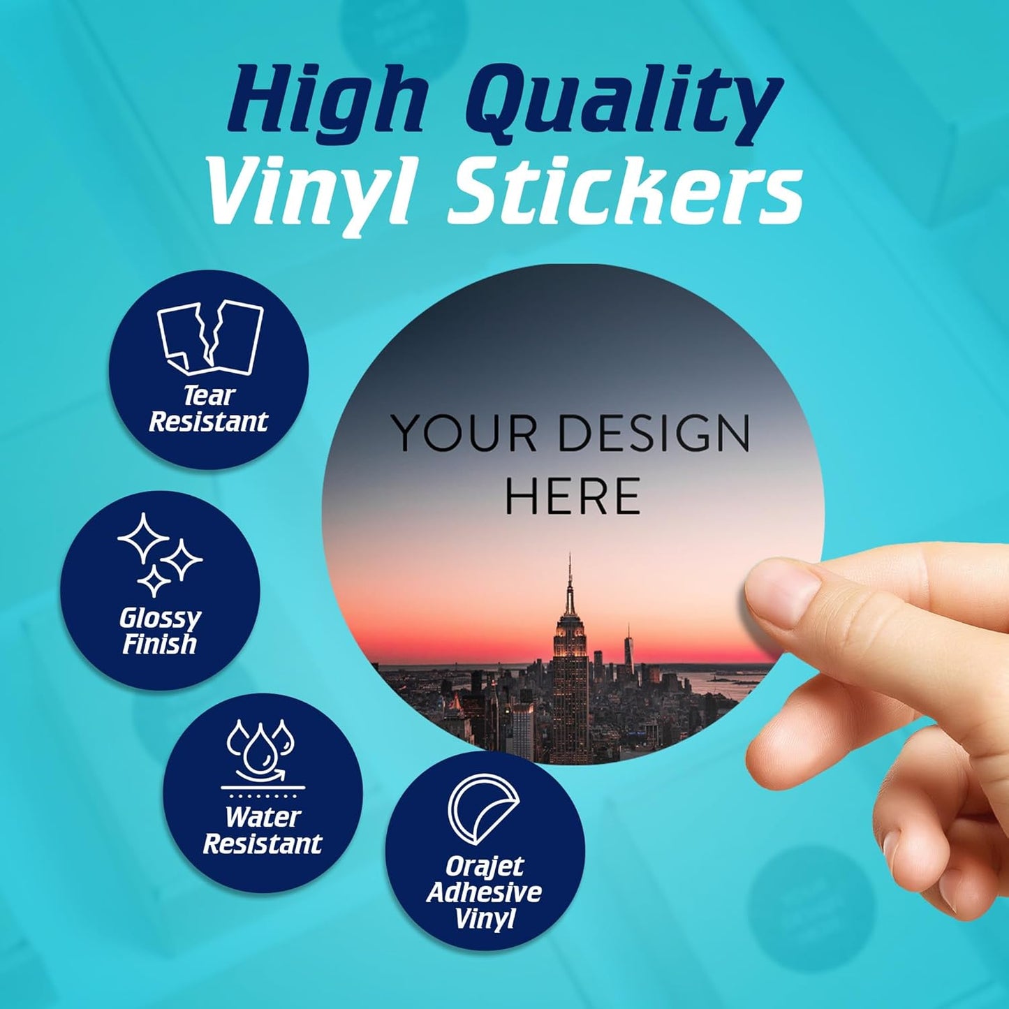 100 Custom Vinyl Stickers - Upload Your own Image, Text, Design, Logo - Personalized Logo Labels