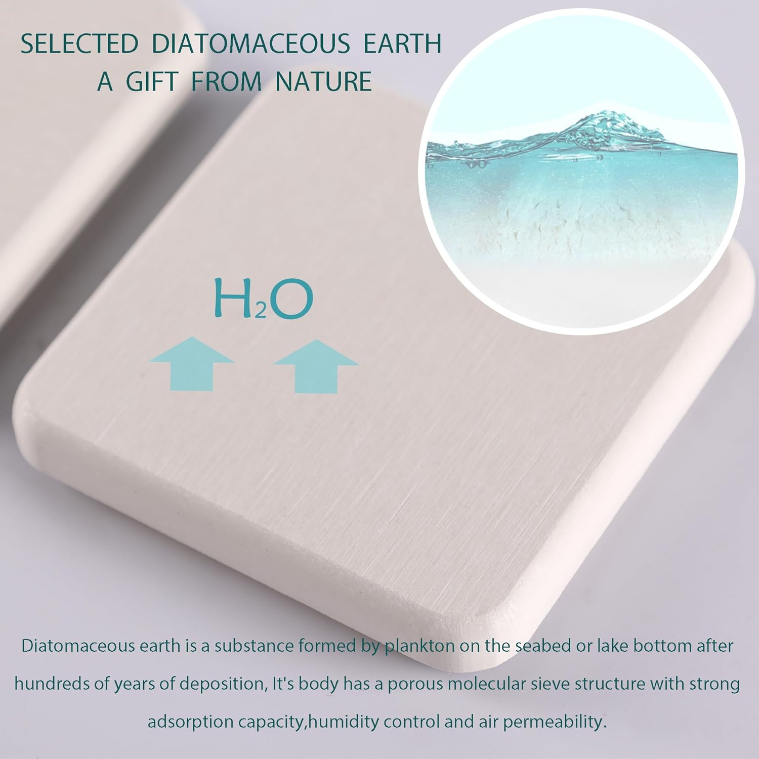 Set of 4 Water Absorbent Diatomite Coasters, Diatomaceous Earth Kitchen Soap Dish, Bathroom Trays