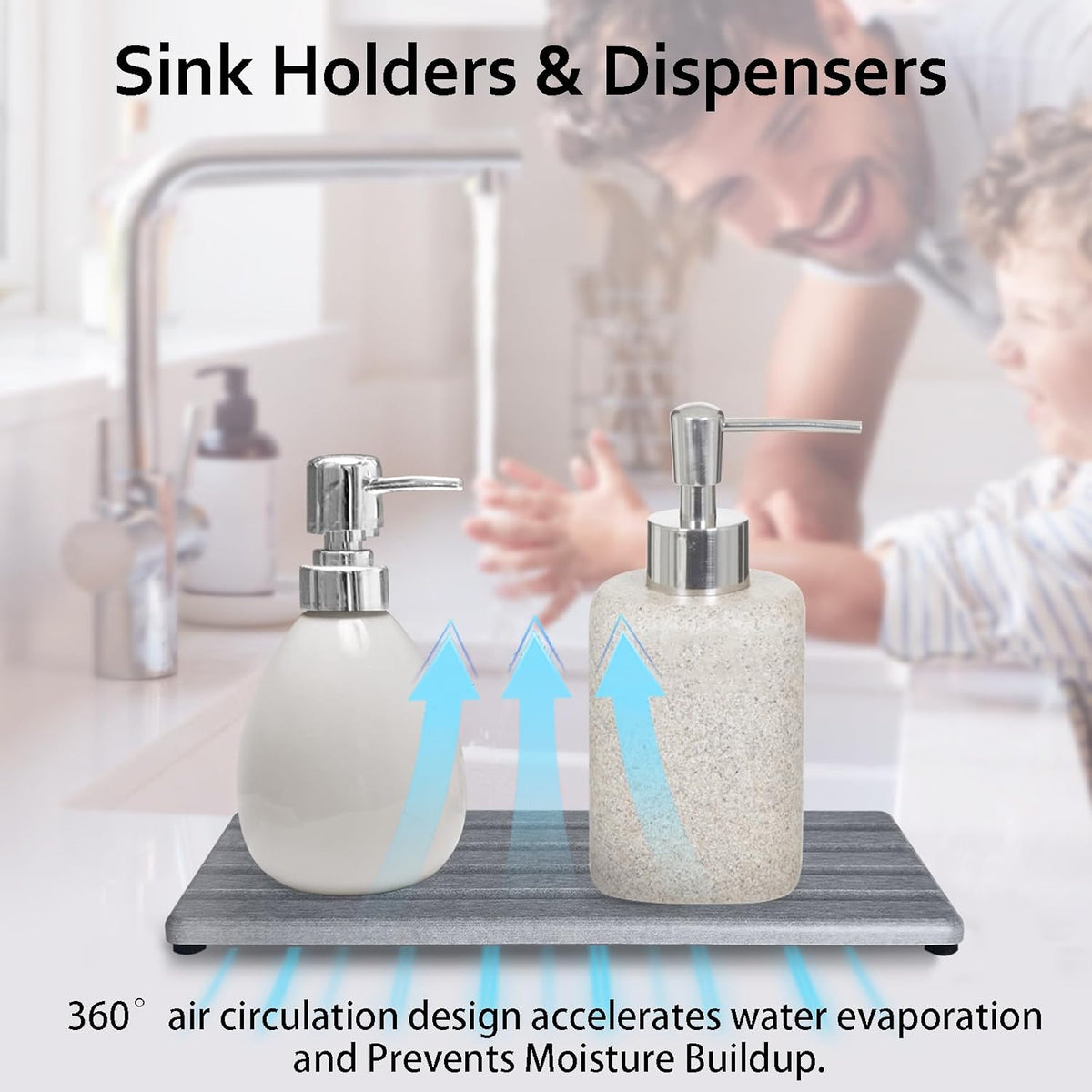 Diatomite Soap Dish, Water Absorbing Stone Tray, Kitchen Sink Organizer, Fast Drying Counter Holder