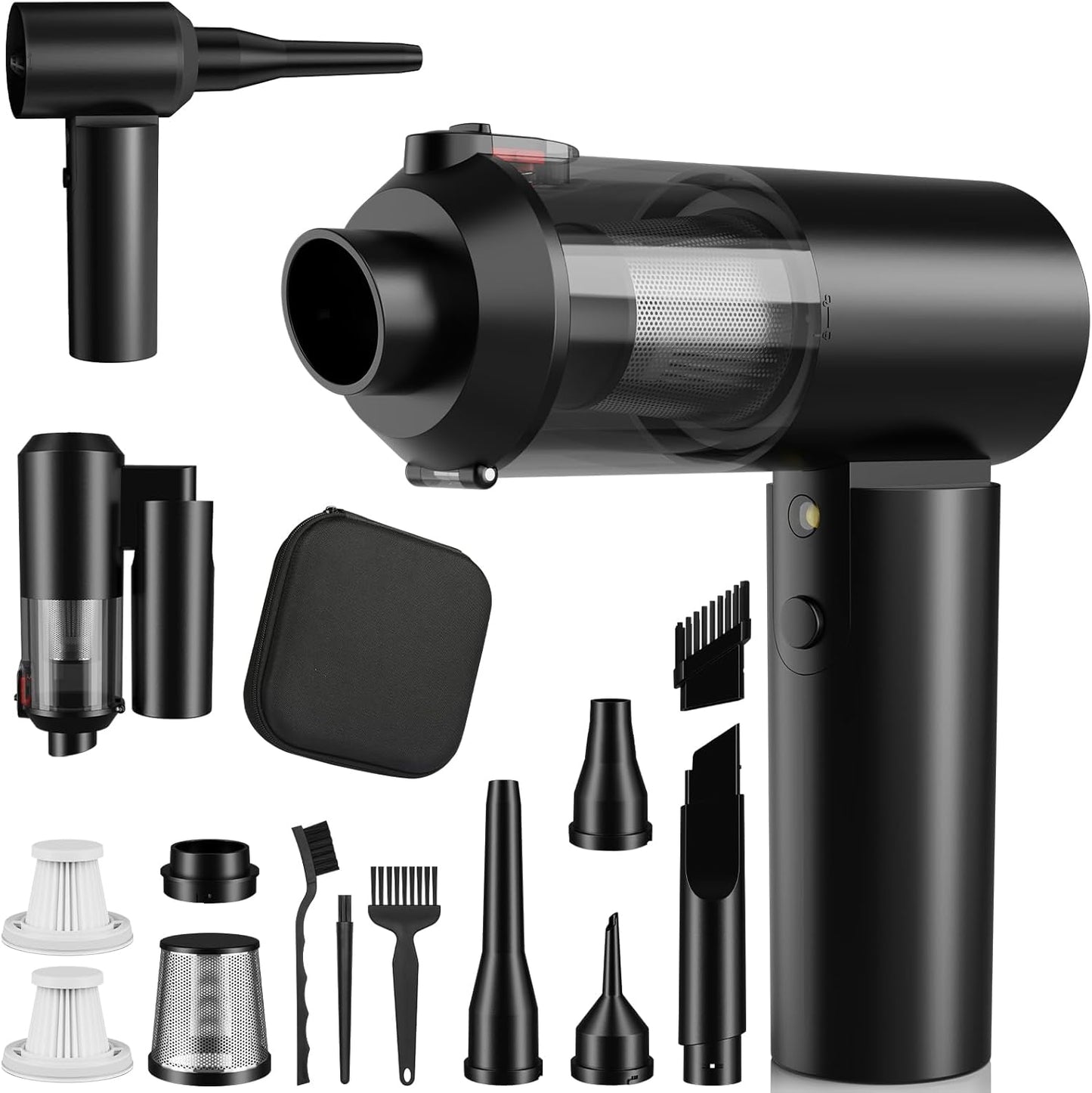 Car Vacuum Portable Cordless with 16000PA Ultra Suction 4-in-1 Foldable Air Duster & Brushless