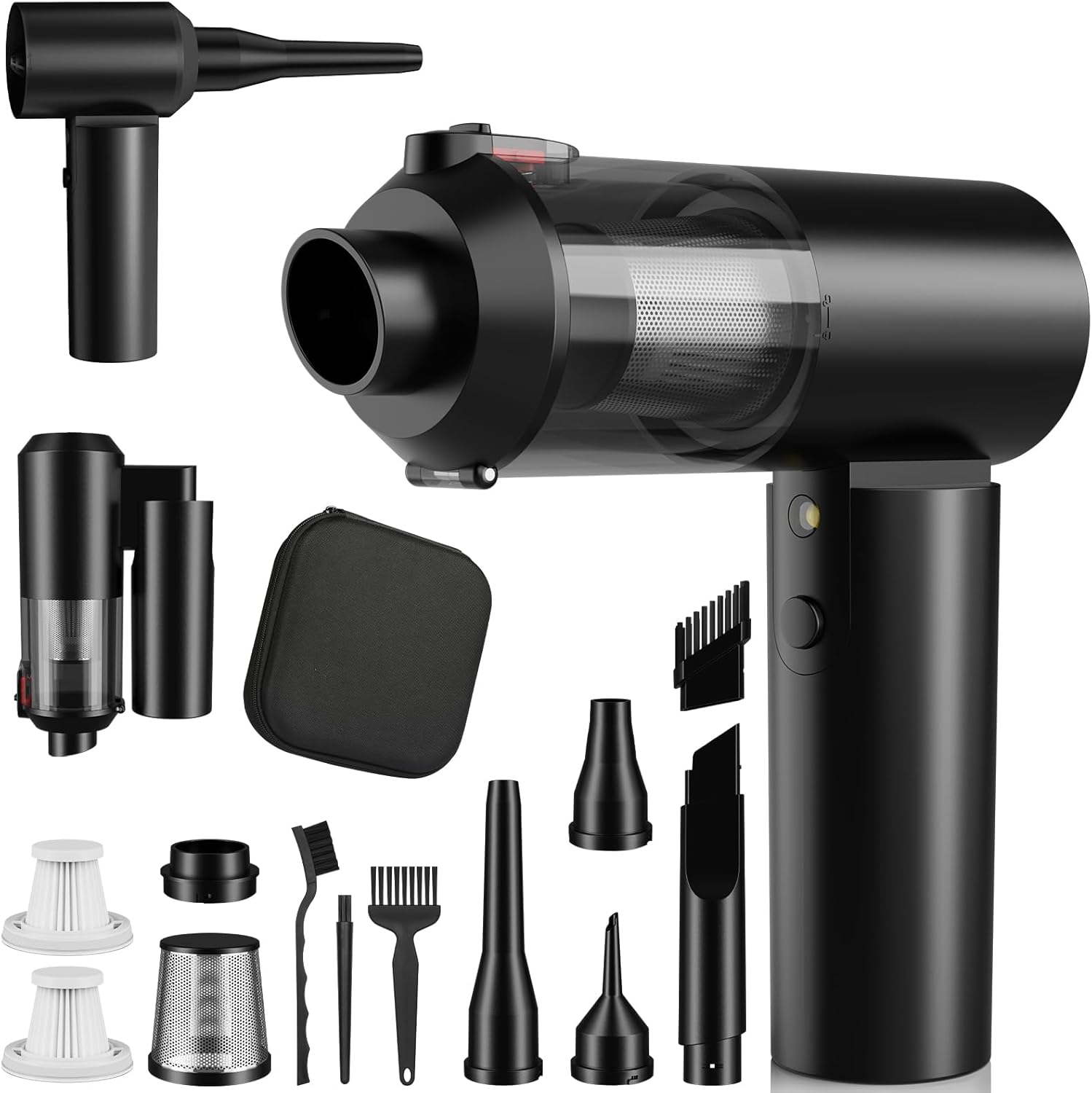 Car Vacuum Portable Cordless with 16000PA Ultra Suction 4-in-1 Foldable Air Duster & Brushless