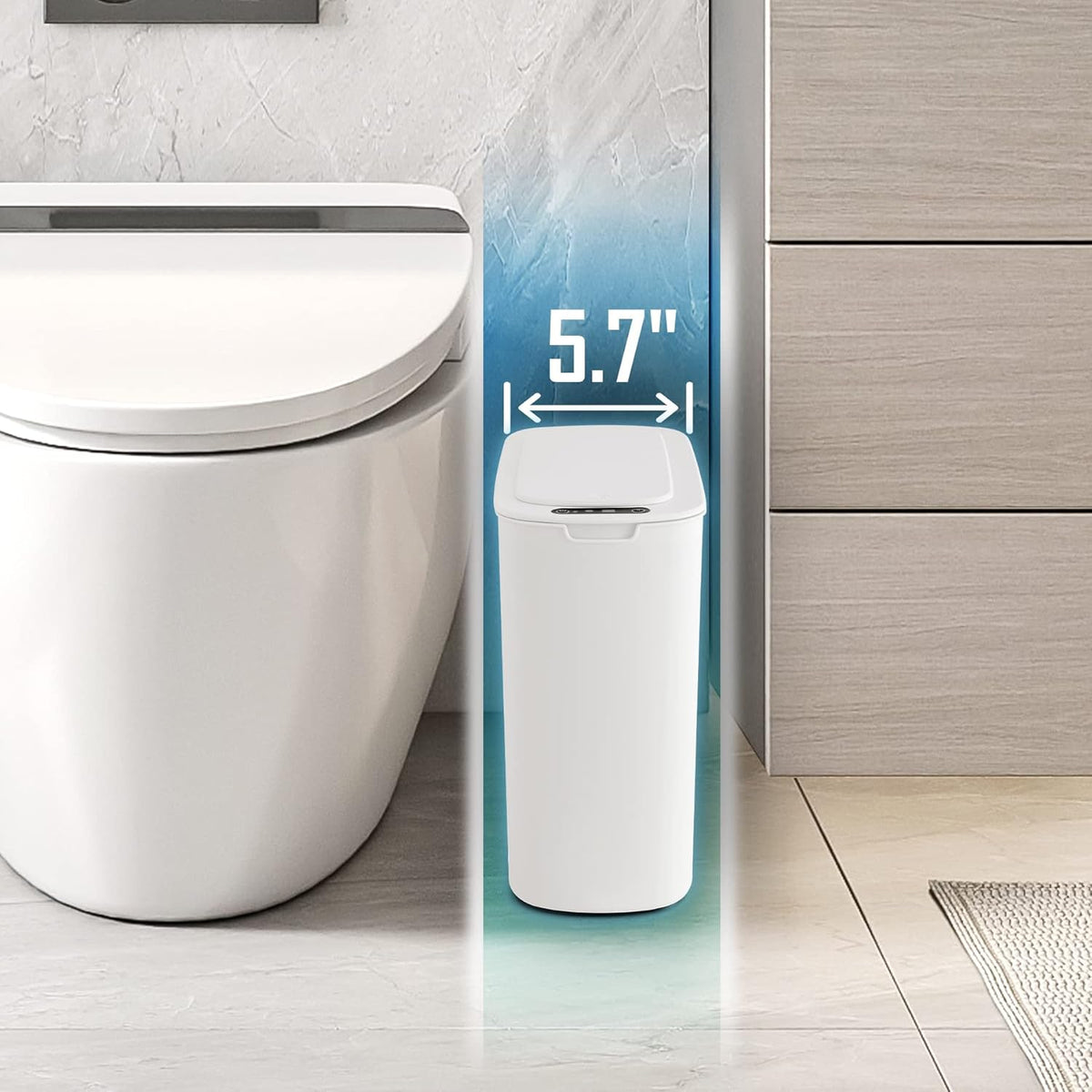 Cesun Automatic Motion Sensor Bathroom Trash Can with Lid, 2.6 Gallon Touchless Trash Bin, Smart