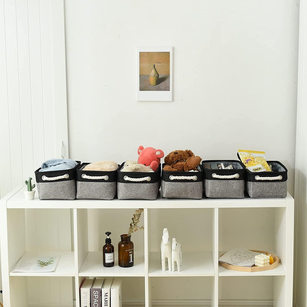 TheWarmHome Storage Basket for Organizing - 12x8x5.2 inch 1 Pack Fabric Storage Cubes, Baskets for
