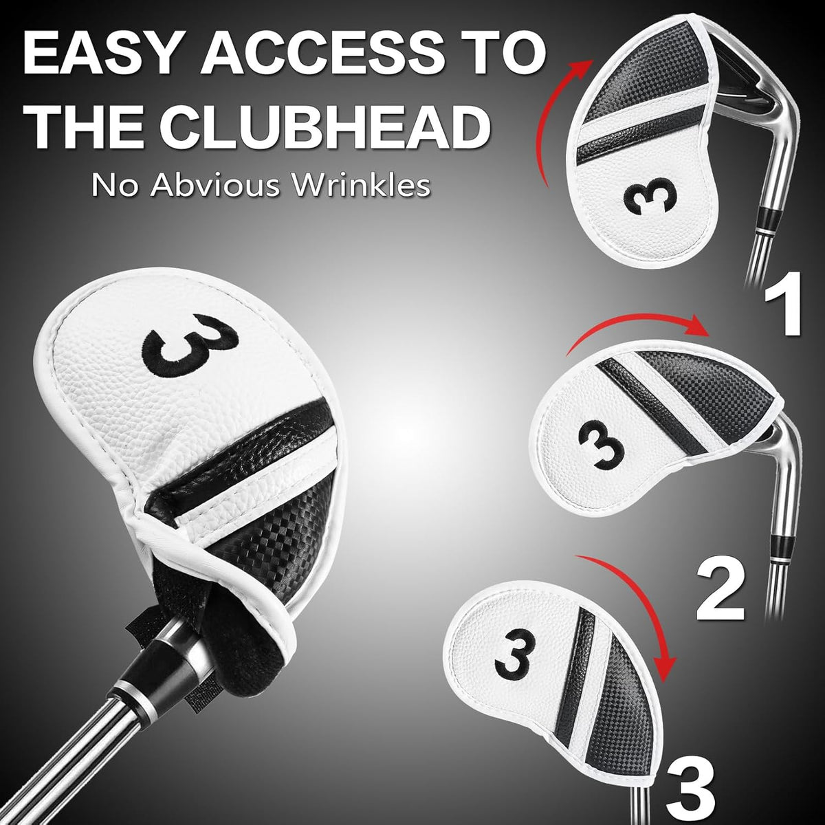 Amy Sport Golf Iron Head Covers Value 12 Pcs Set Thick Synthetic Leather, Protection Weatherproof