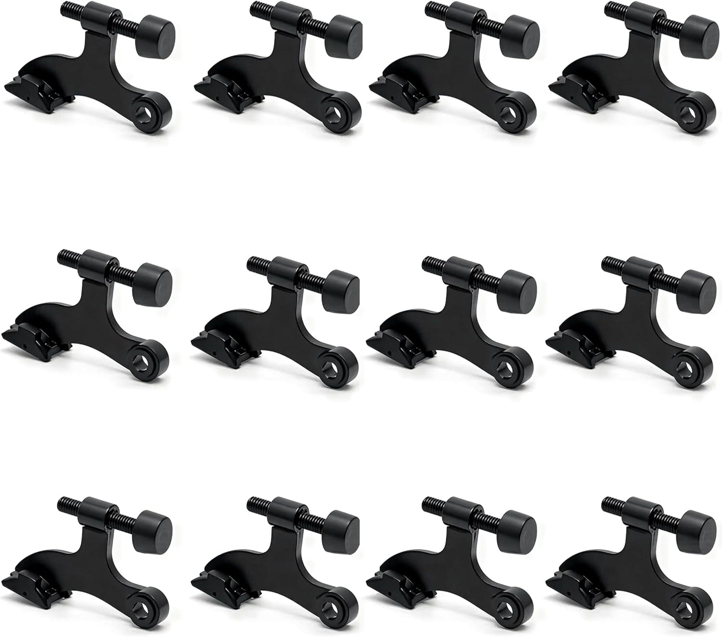 12 Pack Hinge Pin Black Door Stopper, Adjustable Heavy Duty Hinge Pin Door Stop with Black Rubber