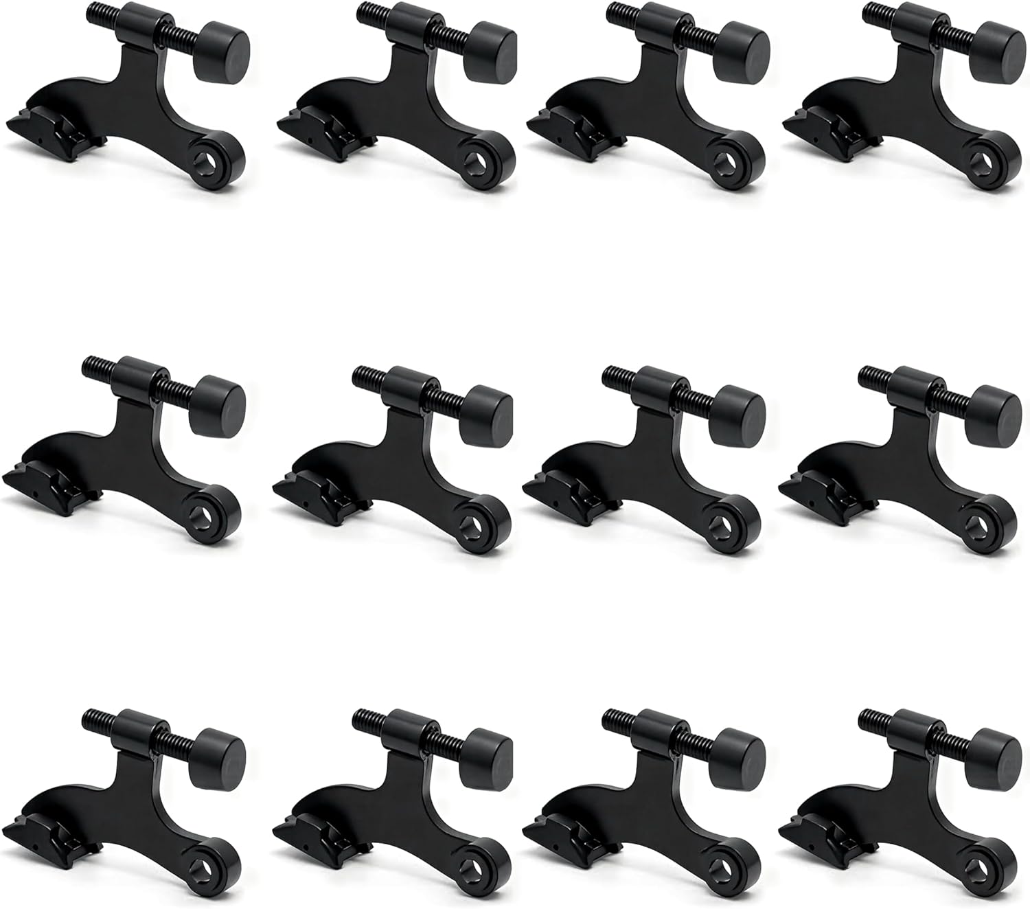 12 Pack Hinge Pin Black Door Stopper, Adjustable Heavy Duty Hinge Pin Door Stop with Black Rubber