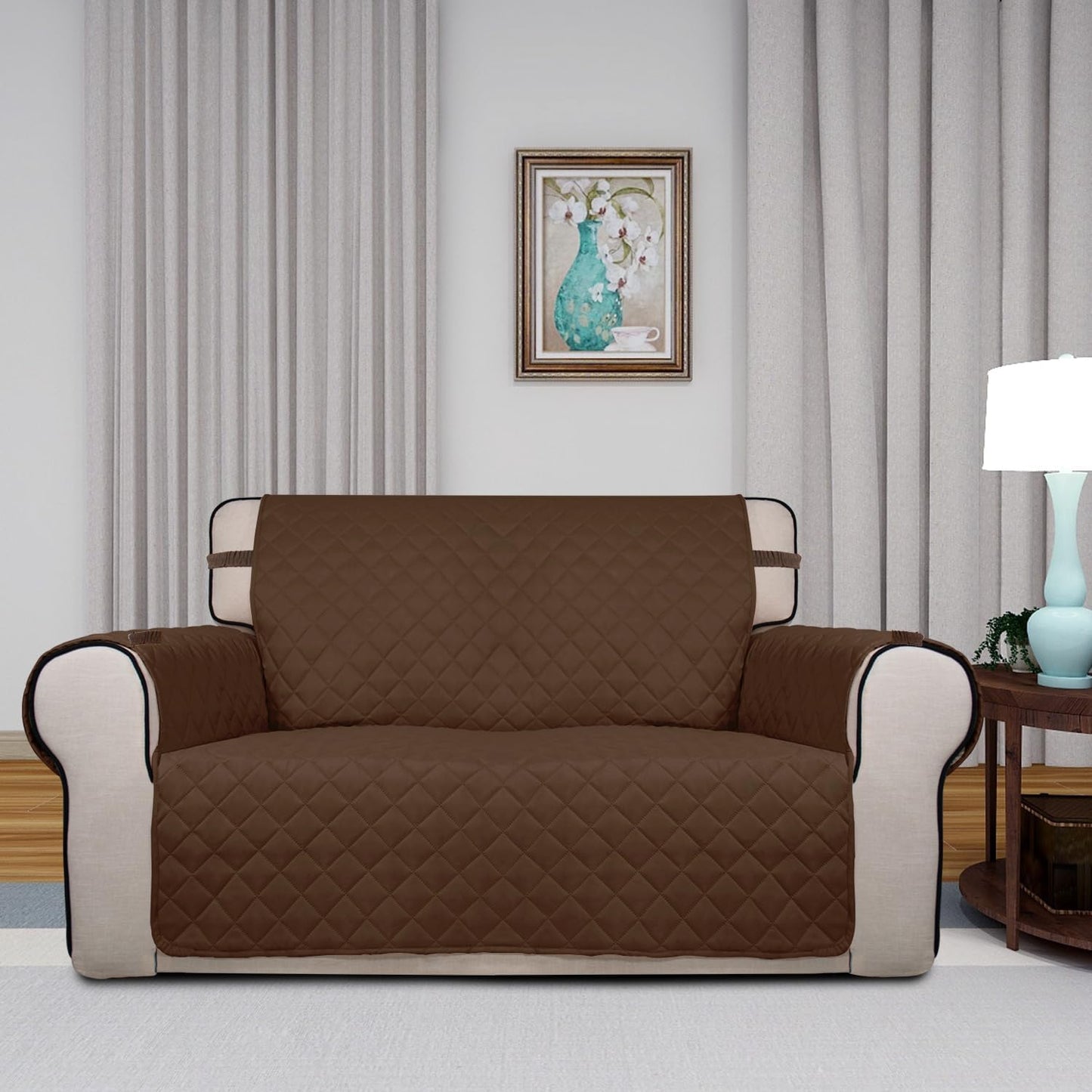 PureFit Reversible Quilted Sofa Cover, Water Resistant Slipcover Furniture Protector, Washable