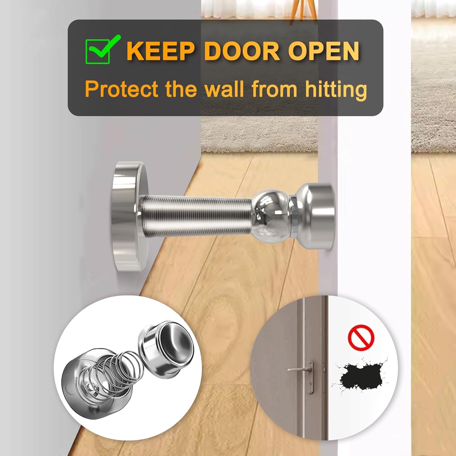 6 Pack Door Stopper Magnetic, COCIVIVRE Magnet Door Stop Stainless Steel for Wall and Floor