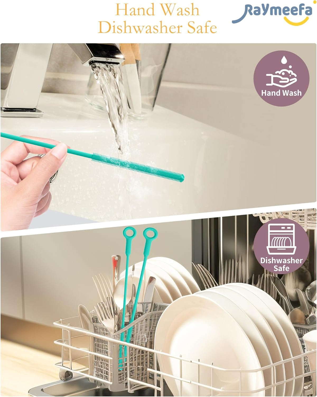Extra Long Straw Cleaner Brush,Reusable and Soft Silicone Straw Cleaning Brush to Clean