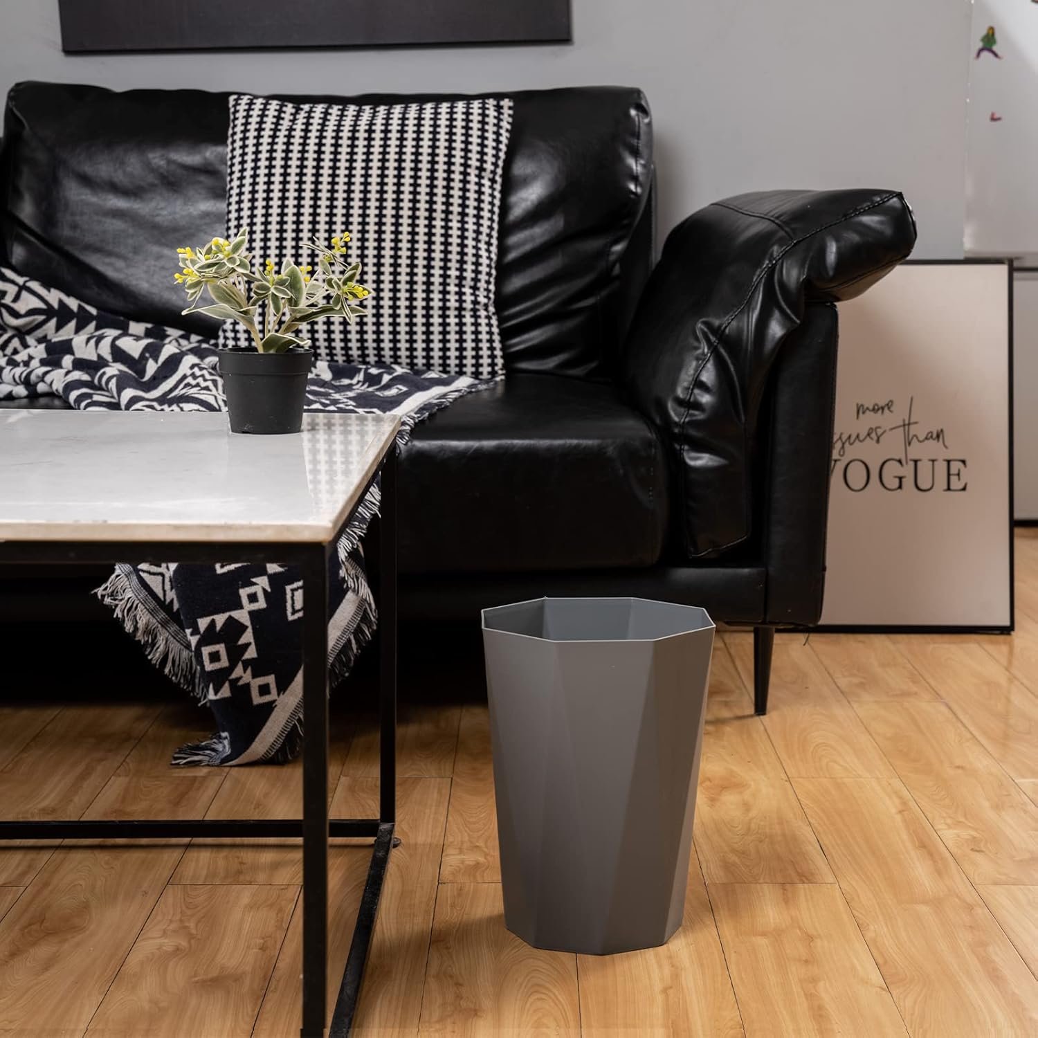 12L Trash Can Wastebasket Plastic Trash Bin Garbage Container Rubbish Can Paper Basket Office