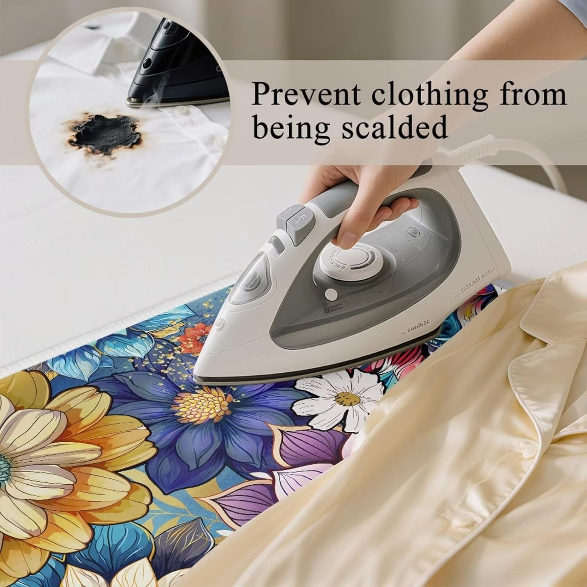 Ironing Mat Boho Flower Portable Ironing Pad Blanket for Table Top Heat Resistance Travel Small 32