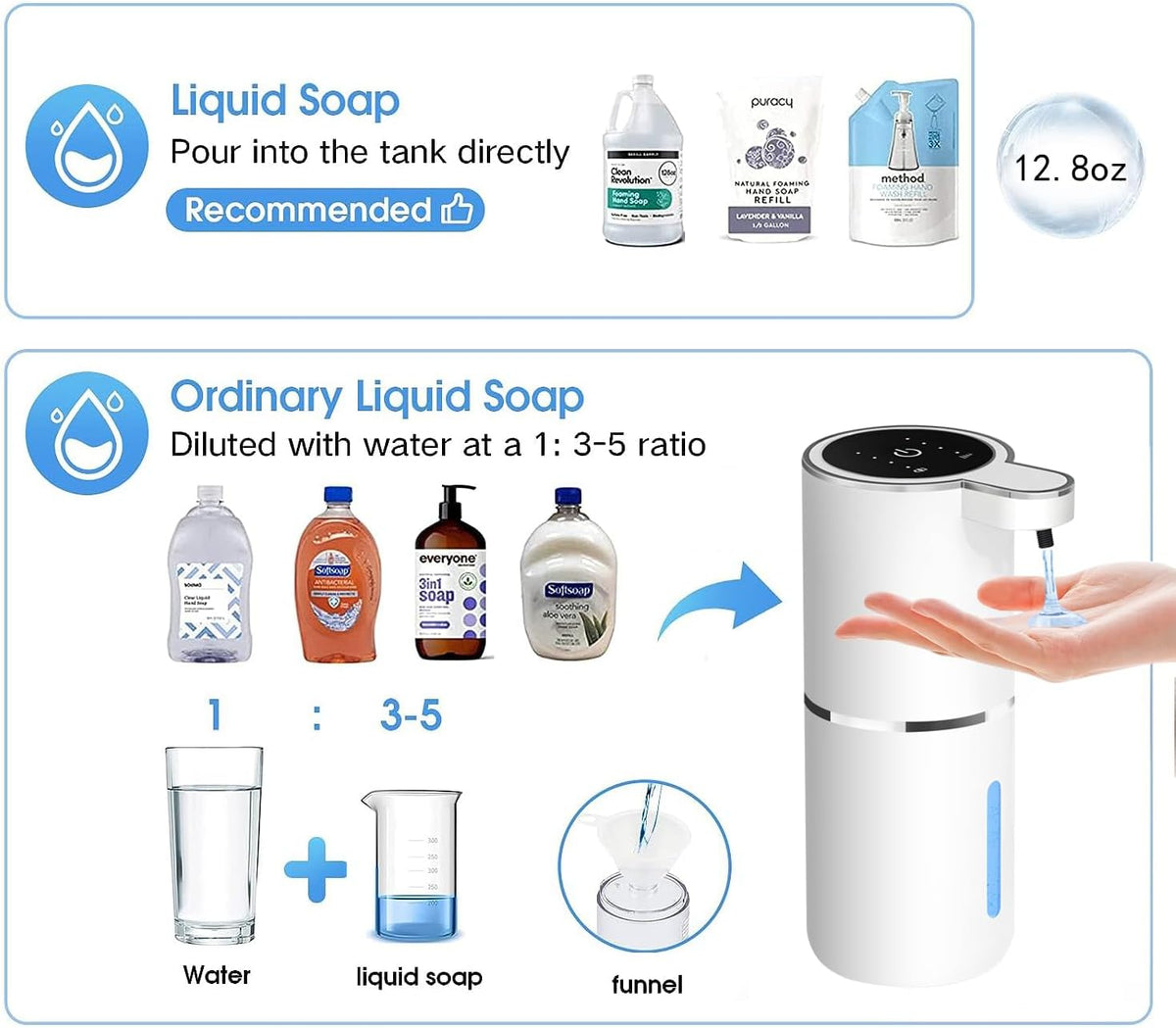 Automatic Liquid Soap Dispenser Bathroom Kitchen Dish Liquid Body Shampoo Shower Gel Hand Free