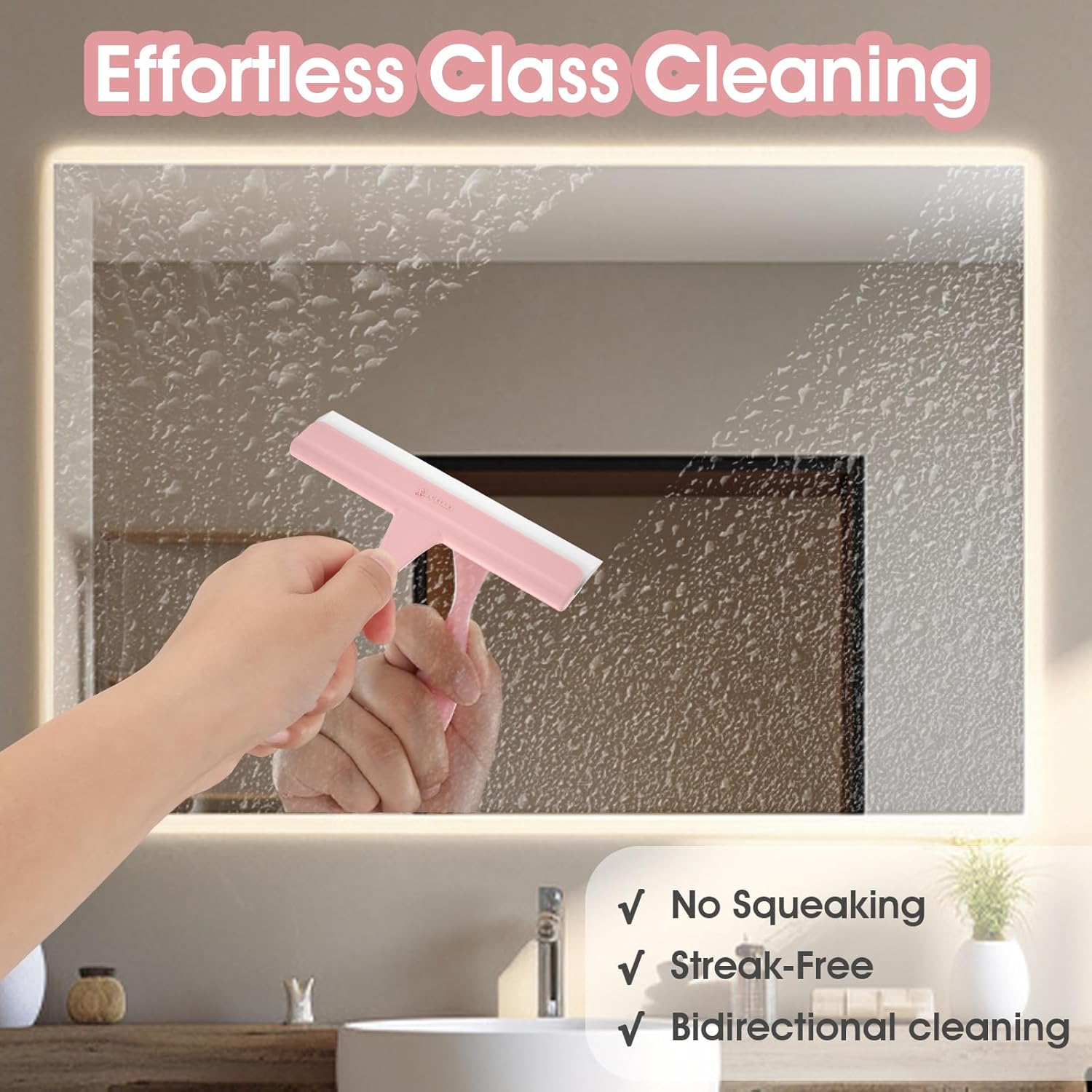 5" Silicone Shower Squeegee for Glass Doors & Car Windows - Small & Mini Size Streak-Free Cleaner