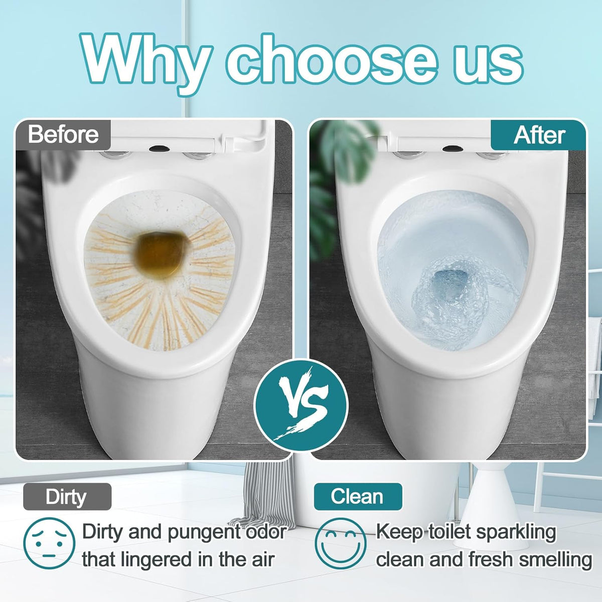 Toilet Bowl Cleaner Tablets 40 Packs, Two Colors Toilet Bowl Cleaners with Sustained-Release