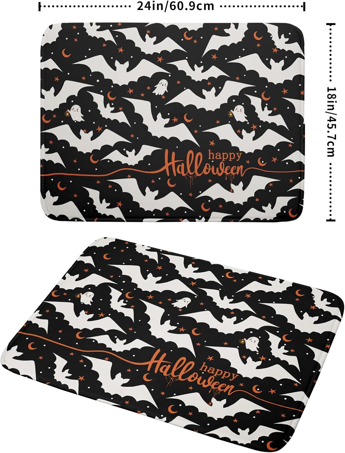 Halloween Drying Mats for Kitchen Counter 18”x24” Happy Halloween Spooky Bat Dishes Pad Microfiber