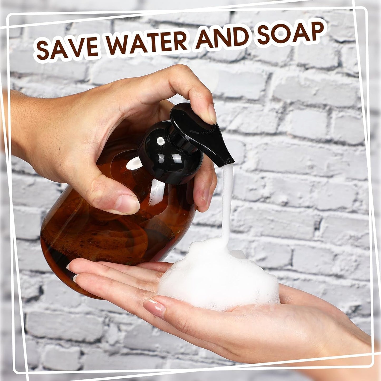 Uiifan 16 Pcs 17 oz Amber Foaming Soap Dispenser Refillable Foam Pump Bottle Liquid Plastic