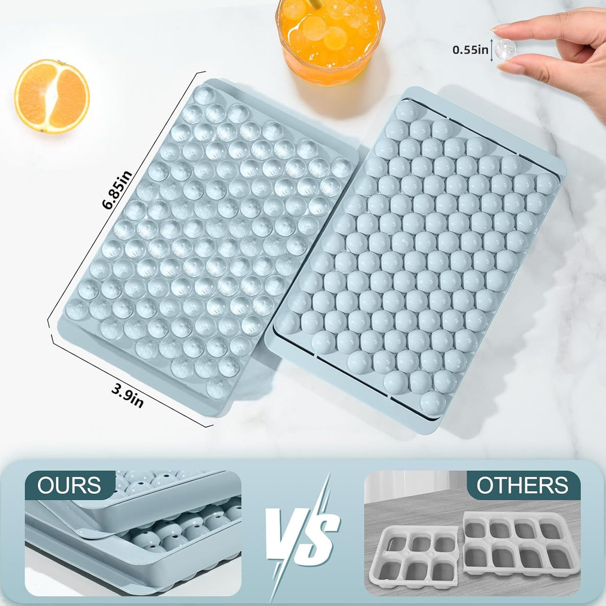 WIBIMEN Mini Ice Cube Trays, Small Tiny Round Pebble Crushed Nugget Ice Trays for Freezer with Lid