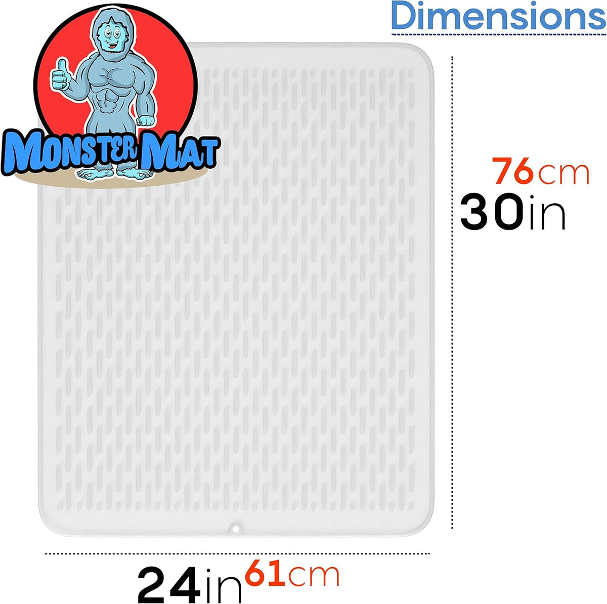 Extra Large (30 inch by 24 inch) heavy duty silicone dish drying mat for kitchen counters by