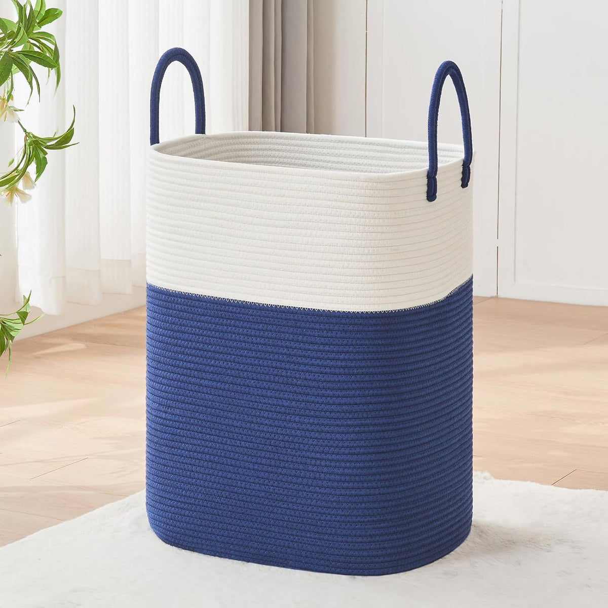 Laundry Basket with Handles - Blanket Basket & Hampers for Bedroom Aesthetic, Laundry Hamper &