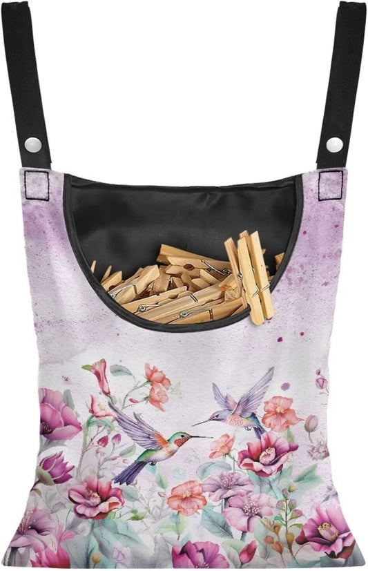 Hummingbird Adjustable Door-Hanging Laundry Clothespin Bag Clothespin Storage Bag Laundry