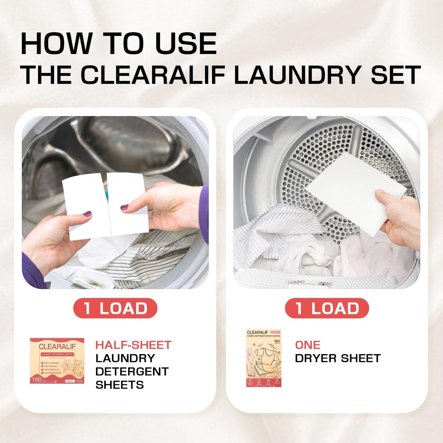 CLEARALIF All in One Laundry Detergent Sheets Kit, Magnolia Scent, 160 Loads Laundry Sheets + 160