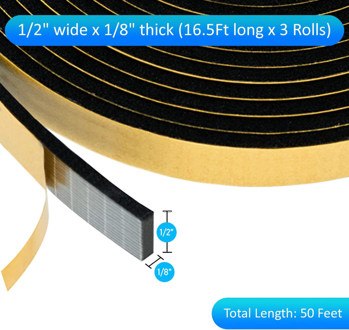 High Density Foam Weather Stripping Door Seal Strip Insulation Tape Roll for Insulating Door Frame