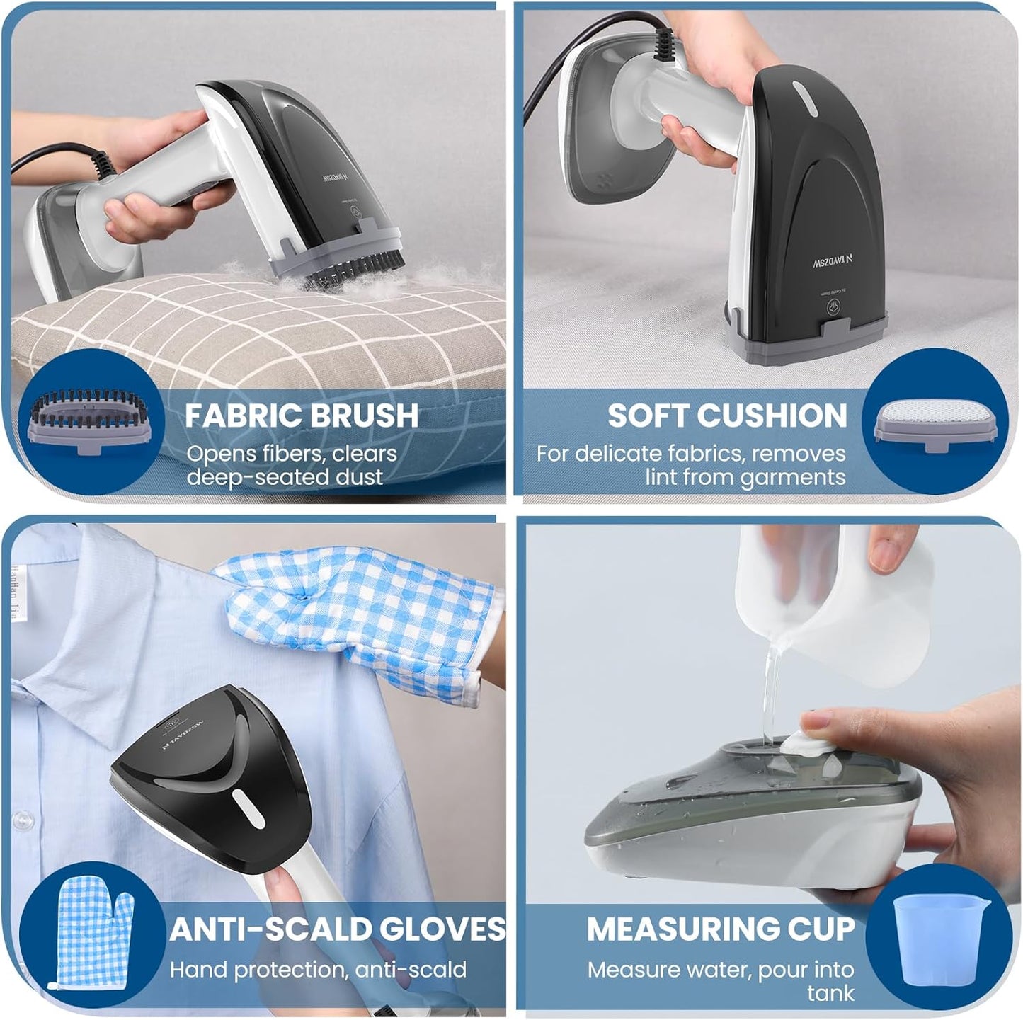 Powerful Handheld Fabric Steamer - 1800W with Fast Ceramic Heat-Up Plate, 2-in-1 Ironing & Wrinkle