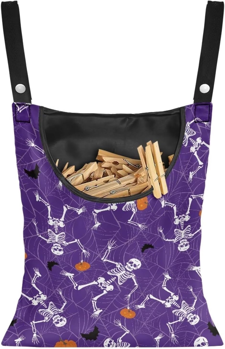 Gothic Skull Summer Clothes Pin Bag Clothespin Bags Holder Clothespin Holder 14.5 x 12 Inch