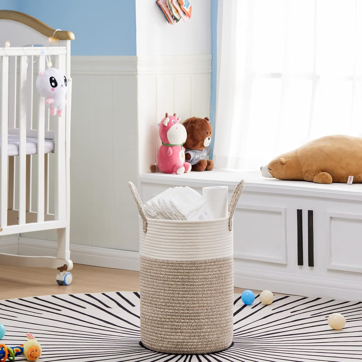 VIPOSCO Tall Laundry Hamper, Woven Rope Storage Basket for Blanket, Toys, Dirty Clothes in Living