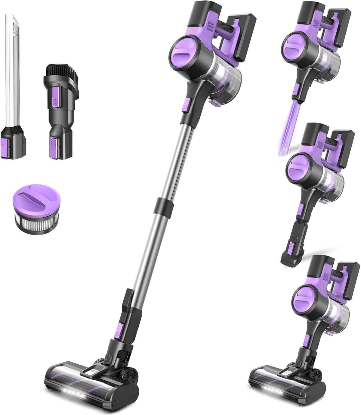S10 Cordless Vacuum Cleaner, 55Kpa 60mins Lightweight Stick Vacuum with Powerful Suction for Home