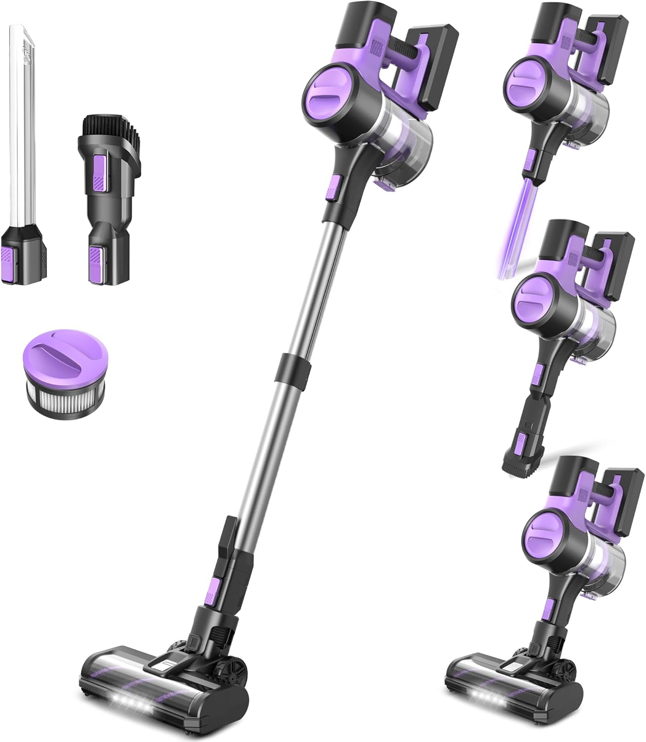 S10 Cordless Vacuum Cleaner, 55Kpa 60mins Lightweight Stick Vacuum with Powerful Suction for Home