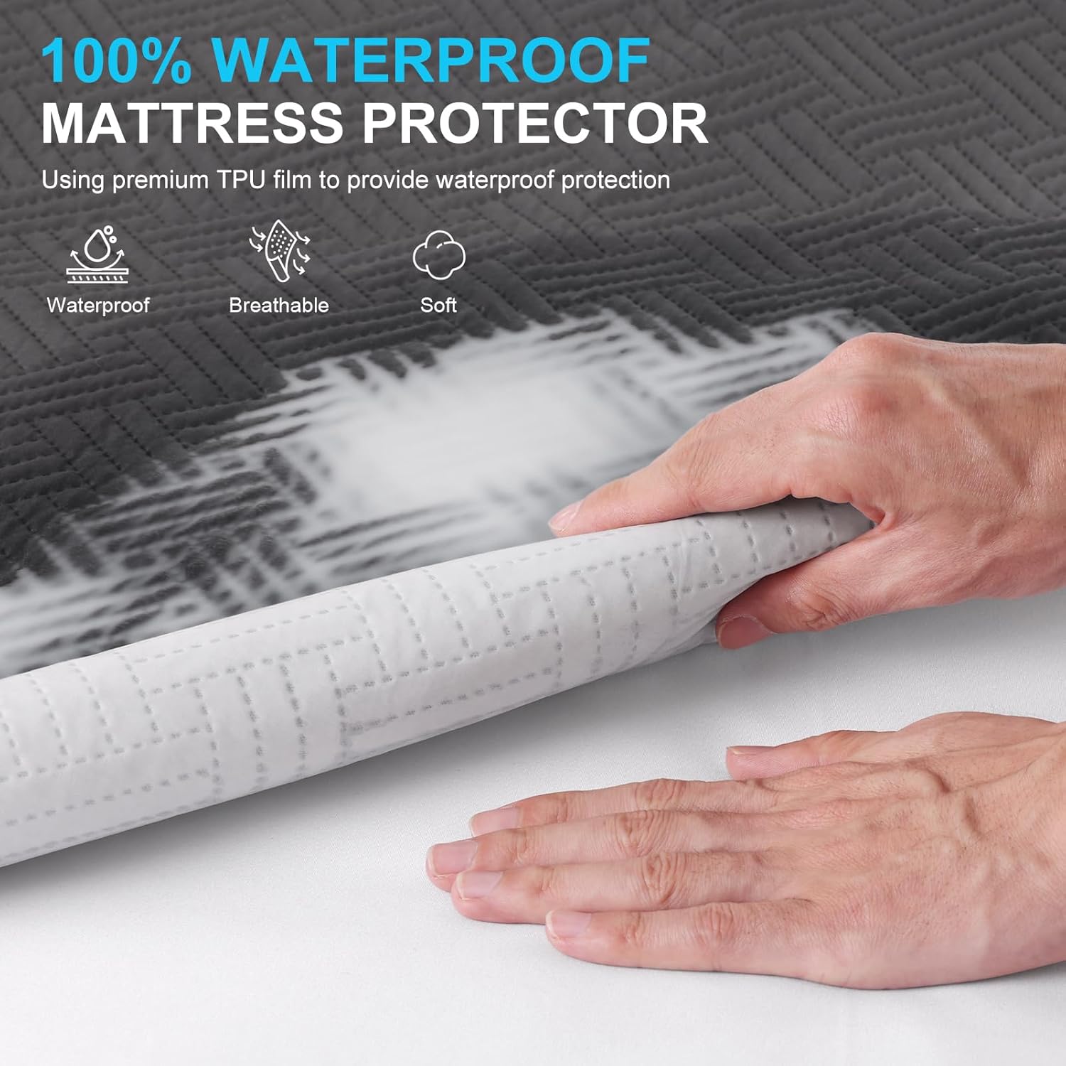 Waterproof Mattress Protector Full Size - Breathable, Noiseless, Ultra-Soft Bed Cover, Mattress Pad