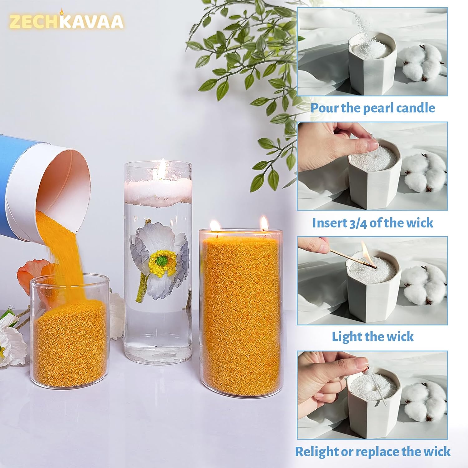 Osmanthus Scented Pumpkin Pearled Candle 18oz Luxury Sand Candle Granulated Wax - 30 Cotton Wicks
