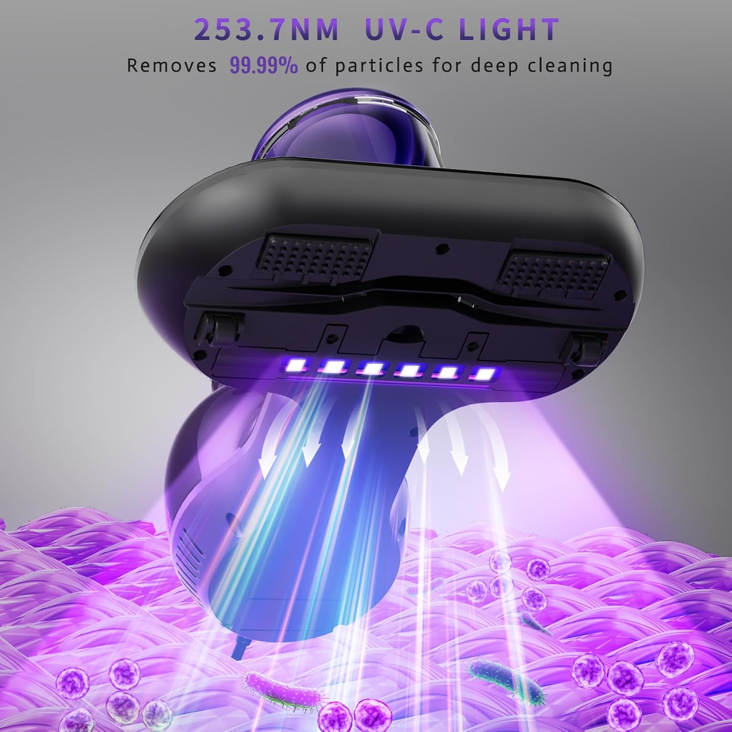 Mattress Vacuum Cleaner, Handheld UV Bed Vacuum Cleaner 16KPa & 12800 Vibrations Per/Min Upgraded