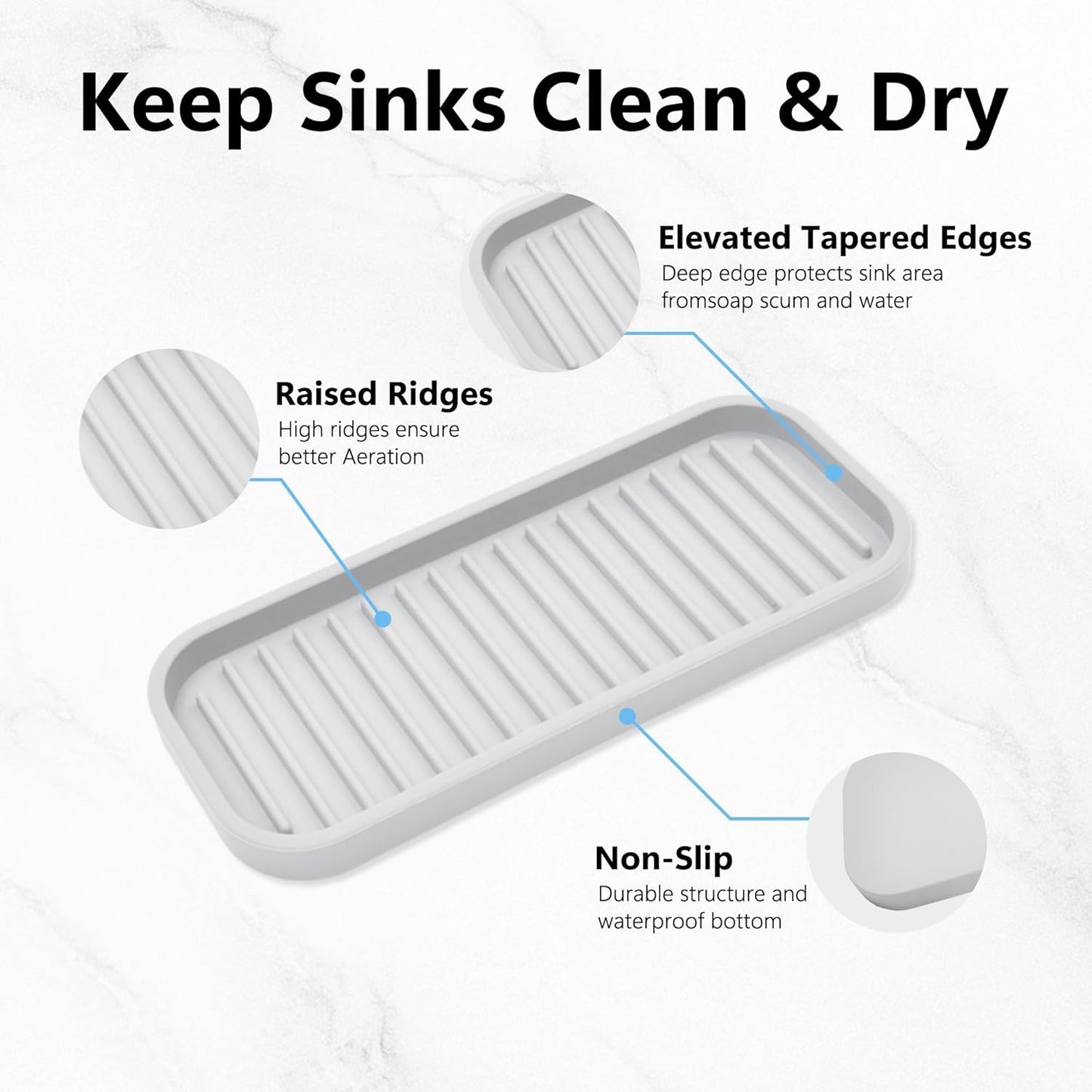 Silicone Sponge Holder Kitchen Sink Organizer Tray Dish Caddy Soap Dispenser, Scrubber Spoon