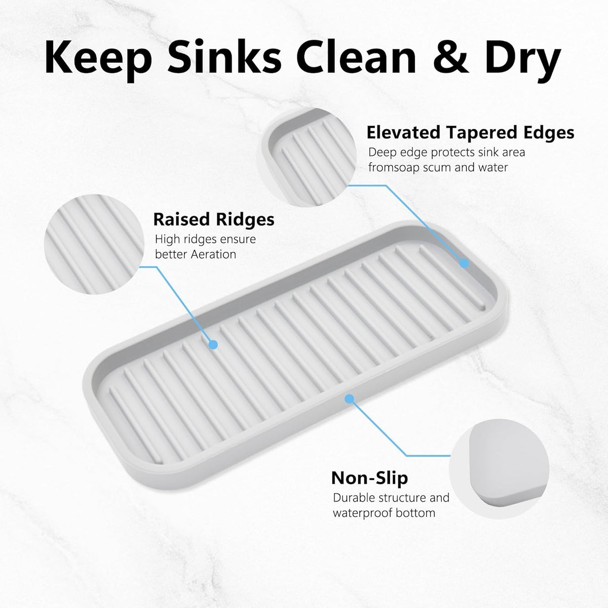 Silicone Sponge Holder Kitchen Sink Organizer Tray Dish Caddy Soap Dispenser, Scrubber Spoon