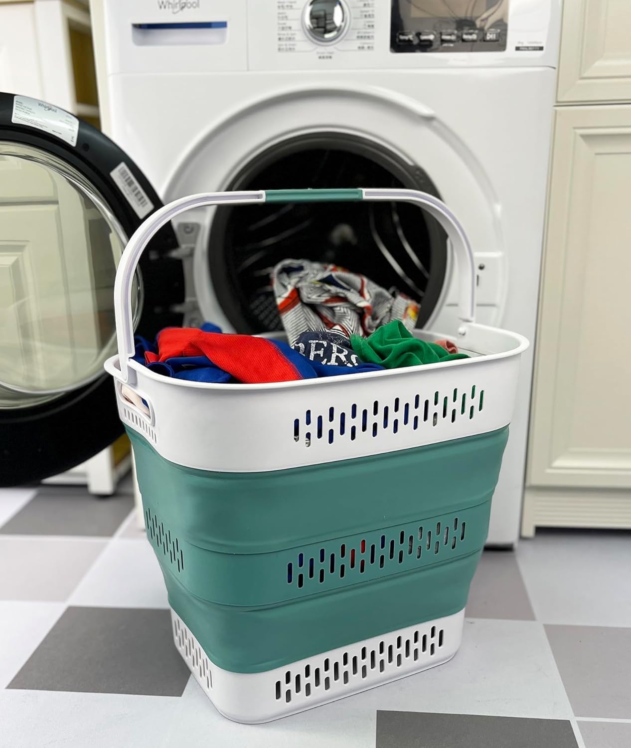 SAMMART 40L (10.5 Gallon) Collapsible Plastic Laundry Basket with Handles - Foldable Pop Up Storage
