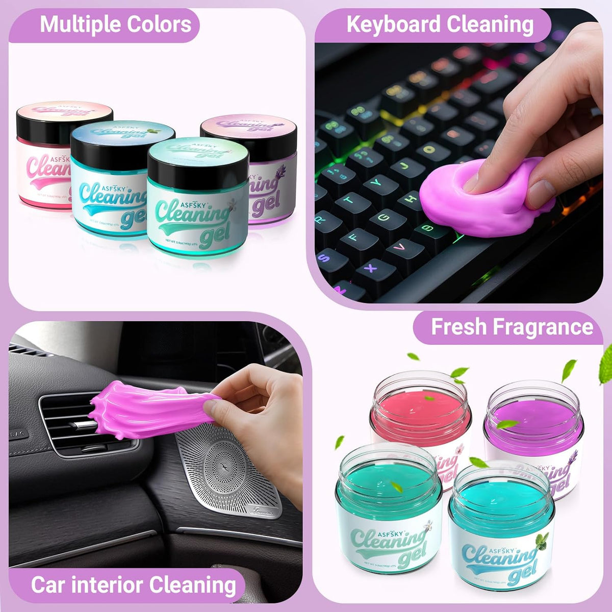 ASFSKY Car Cleaning Gel (Purple,Lavender) Cleaning Putty Universal Dust Cleaning Car Interior
