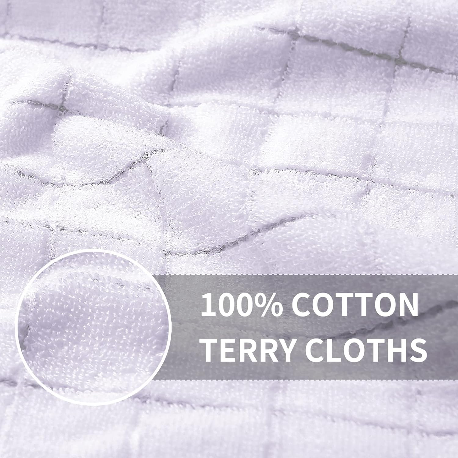 Homaxy 100% Cotton Terry Kitchen Towels(White, 13 x 28 inches), Checkered Designed, Soft and Super